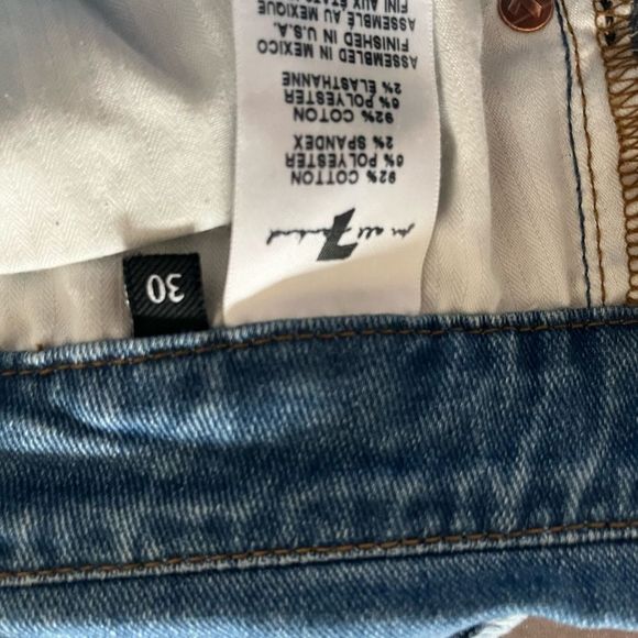 Seven For All Mankind Paperbag Waist Belted Tapered Blue Jeans Size 30 - Picture 3 of 4